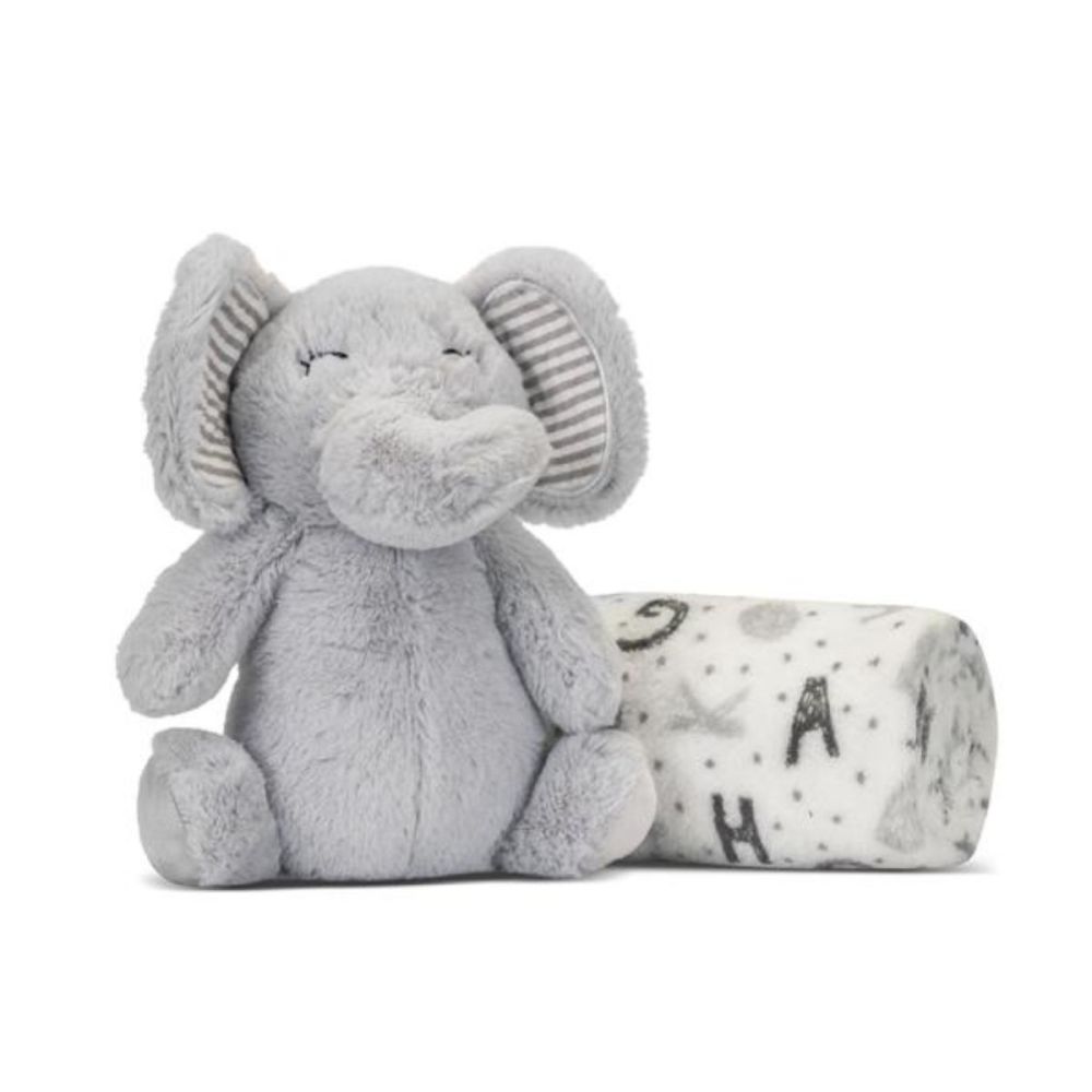 Paturica moale cu jucarie din plus, Lorelli Nappy, 90 x 75 cm, Elefant, Grey