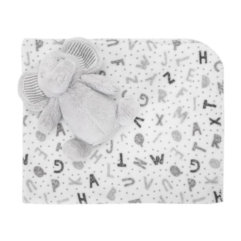 Paturica moale cu jucarie din plus, Lorelli Nappy, 90 x 75 cm, Elefant, Grey