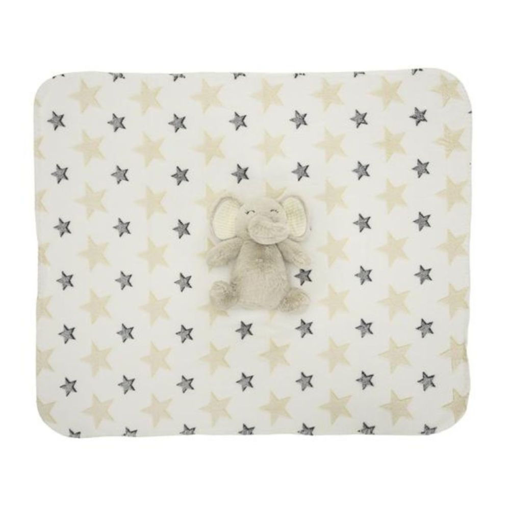 Paturica moale cu jucarie din plus, Lorelli Nappy, 90 x 75 cm, Elefant, Beige