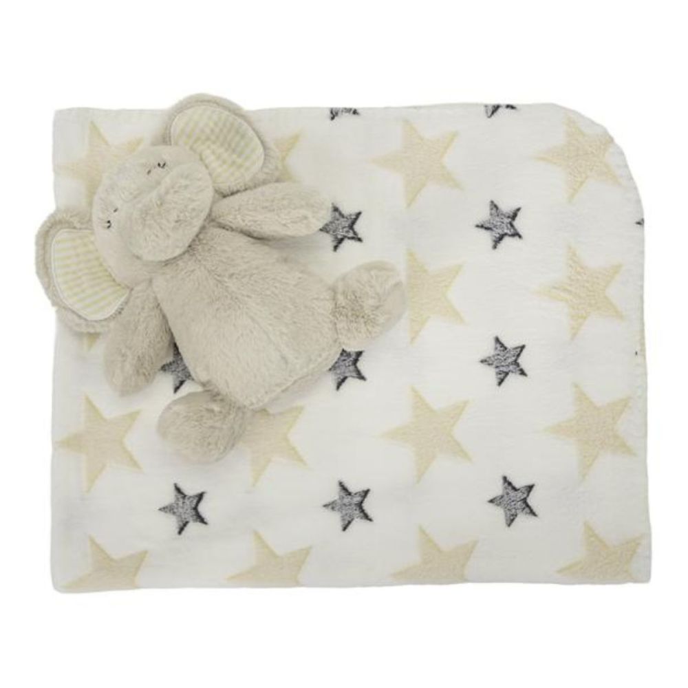 Paturica moale cu jucarie din plus, Lorelli Nappy, 90 x 75 cm, Elefant, Beige