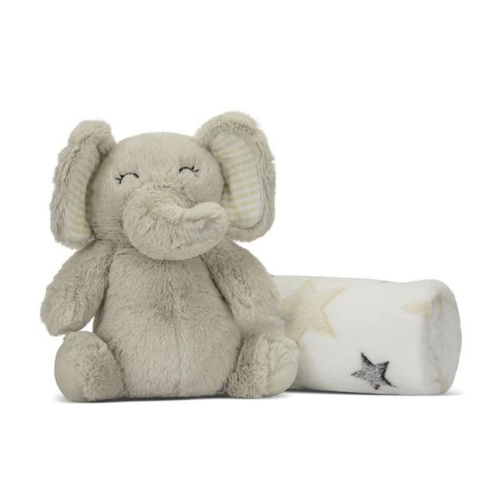 Paturica moale cu jucarie din plus, Lorelli Nappy, 90 x 75 cm, Elefant, Beige