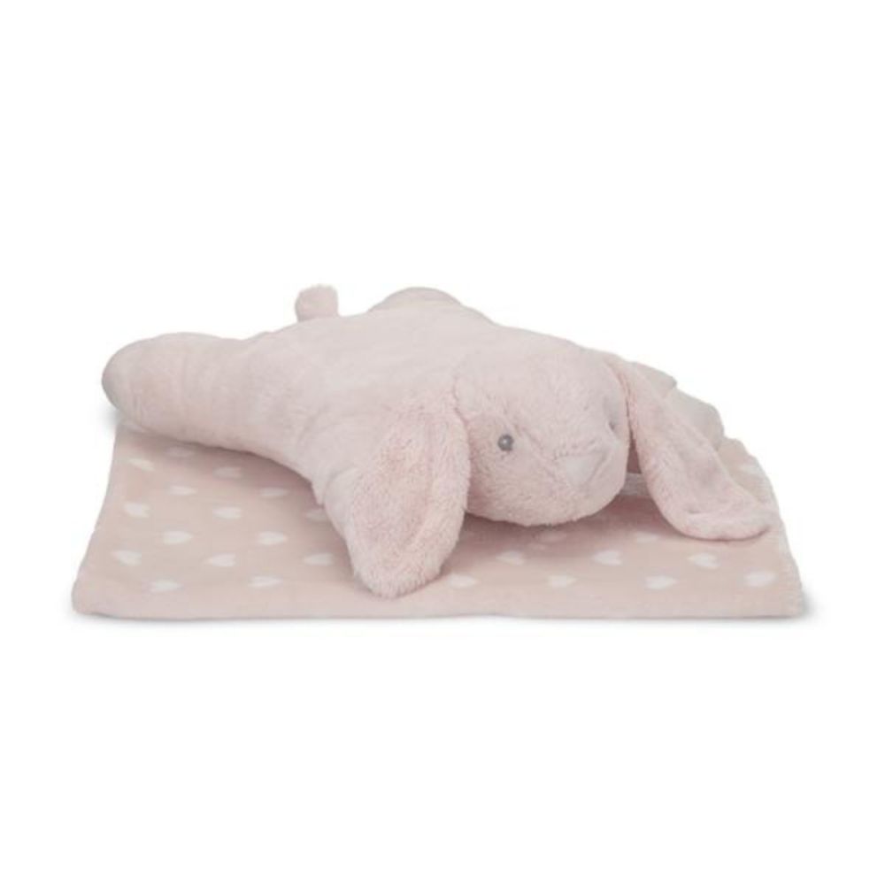 Set 2 piese, Lorelli, paturica moale 90 x 75 cm, pernuta in forma de iepuras 45 x 30 cm, Poffy, Pink