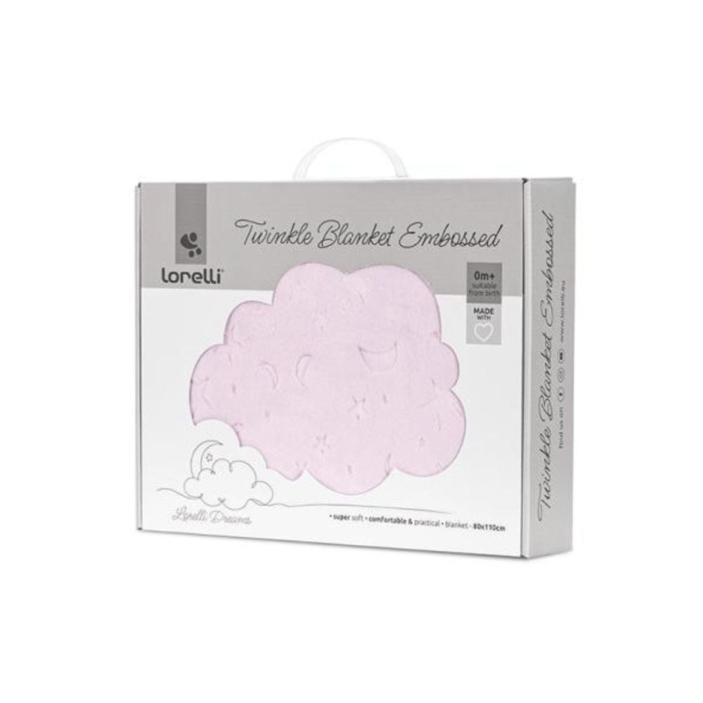 Paturica pentru bebelusi, Lorelli Twinkle, material moale, model decorativ in relief, 80 x 110 cm, Pink
