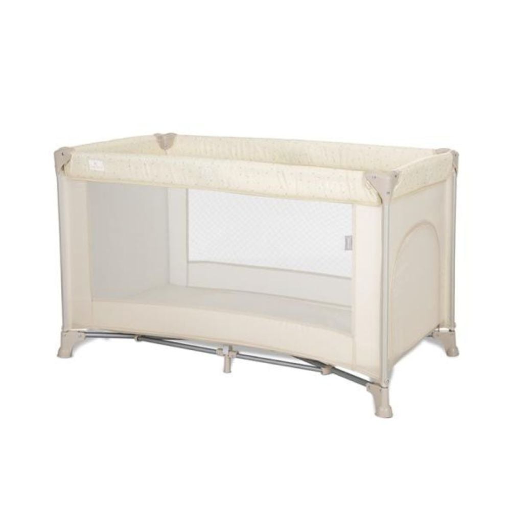Patut pliabil, Lorelli Torino, 1 nivel, cu saltea inclusa si usa laterala cu fermoar, Beige