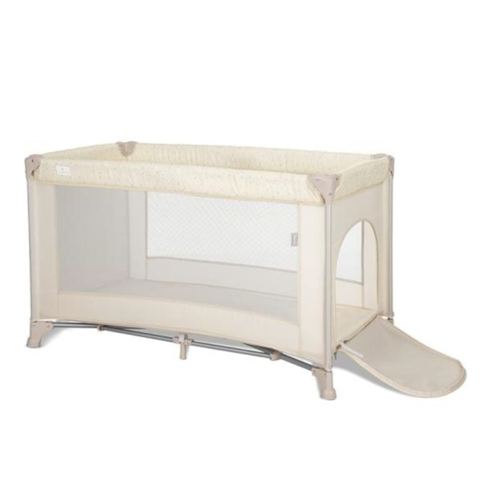Patut pliabil, Lorelli Torino, 1 nivel, cu saltea inclusa si usa laterala cu fermoar, Beige