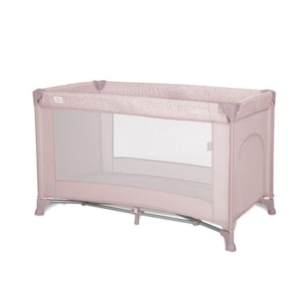 Patut pliabil, Lorelli Torino, 1 nivel, cu saltea inclusa si usa laterala cu fermoar, Pink