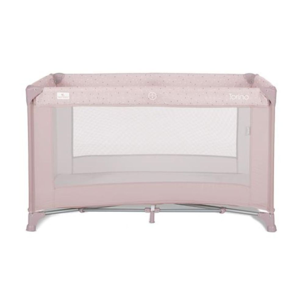 Patut pliabil, Lorelli Torino, 1 nivel, cu saltea inclusa si usa laterala cu fermoar, Pink
