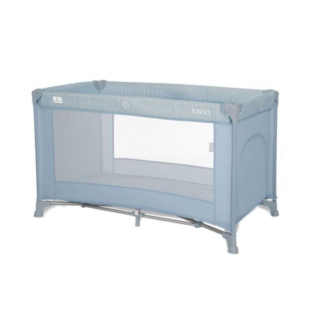 Patut pliabil, Lorelli Torino, 1 nivel, cu saltea inclusa si usa laterala cu fermoar, Blue