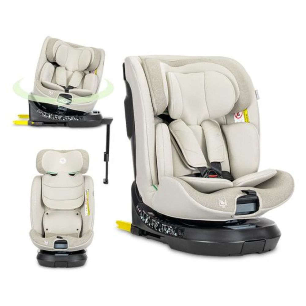 Scaun auto, Lorelli Solaris, I-Size, Isofix, picior de sprijin, rotativ 360, 40-150 cm, Beige