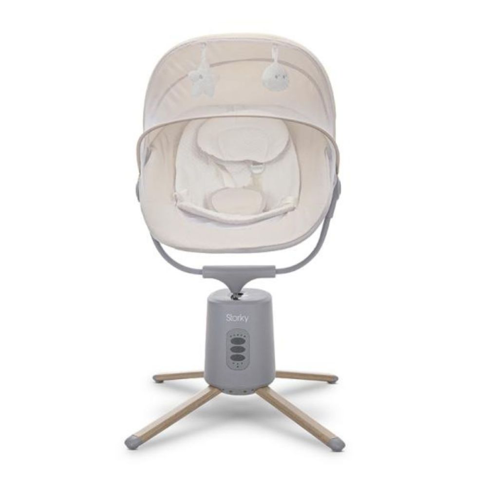 Leagan electric pentru bebelusi, Lorelli Storky, bluetooth, telecomanda, 5 viteze de leganare, Beige