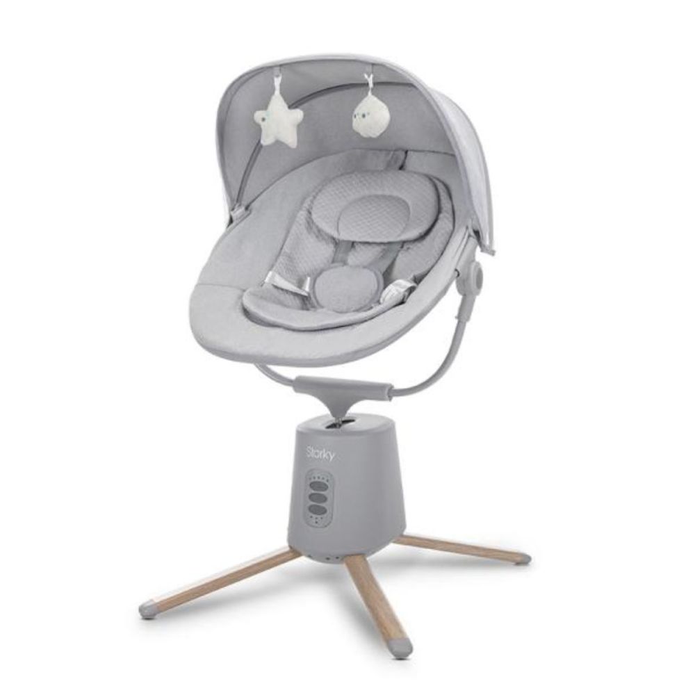 Leagan electric pentru bebelusi, Lorelli Storky, bluetooth, telecomanda, 5 viteze de leganare, Grey