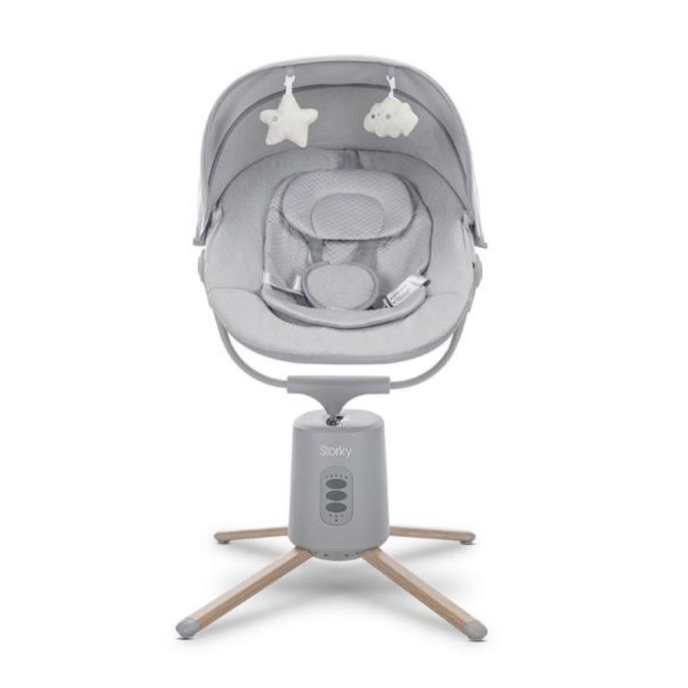 Leagan electric pentru bebelusi, Lorelli Storky, bluetooth, telecomanda, 5 viteze de leganare, Grey