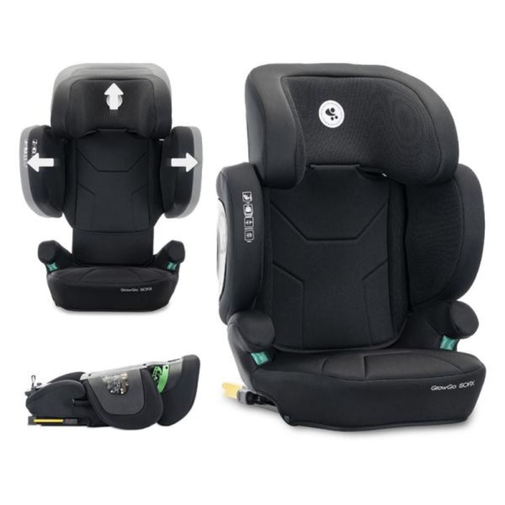 Scaun auto, Lorelli Growgo, Isofix, pliabil, protectii laterale extensibile, spatar reglabil, tetiera reglabila, 100-150 cm, Black