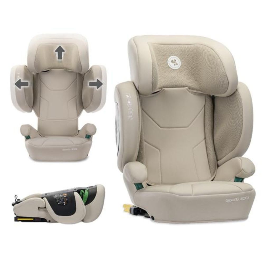 Scaun auto, Lorelli Growgo, Isofix, pliabil, protectii laterale extensibile, spatar reglabil, tetiera reglabila, 100-150 cm, Beige