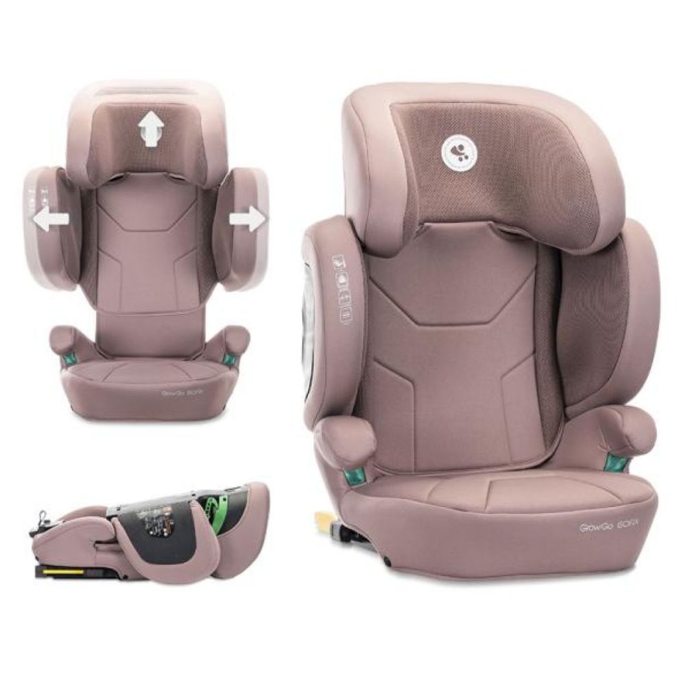 Scaun auto, Lorelli Growgo, Isofix, pliabil, protectii laterale extensibile, spatar reglabil, tetiera reglabila, 100-150 cm, Pink