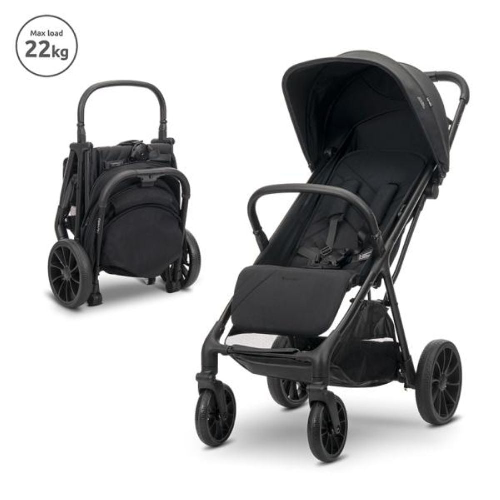 Carucior pentru copii, Lorelli Nuvella, pliere cu o mana, spatar reglabil, pana la 22 kg, Black