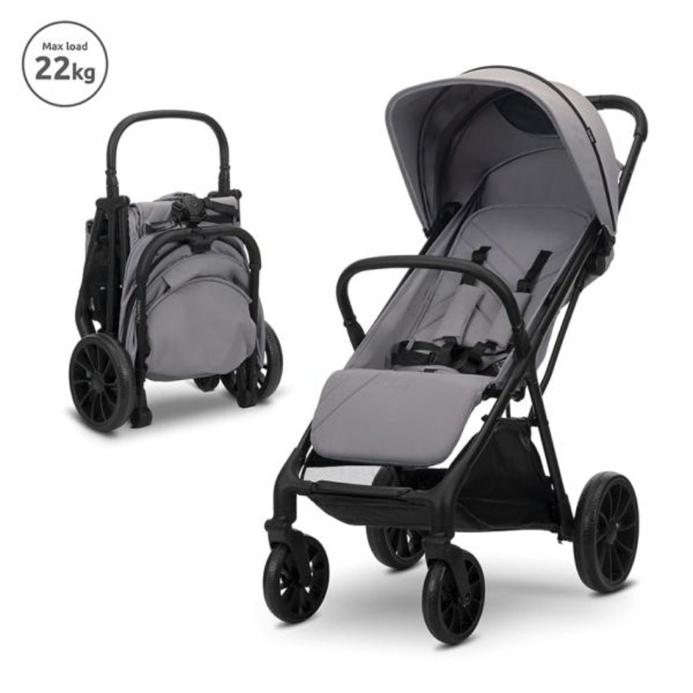 Carucior pentru copii, Lorelli Nuvella, pliere cu o mana, spatar reglabil, pana la 22 kg, Grey