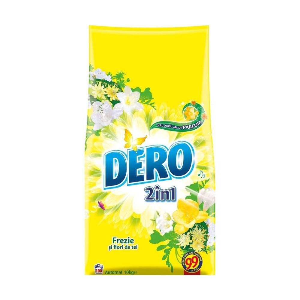 Detergent Dero 2 in 1 Automat Frezie si Flori de tei, 10Kg