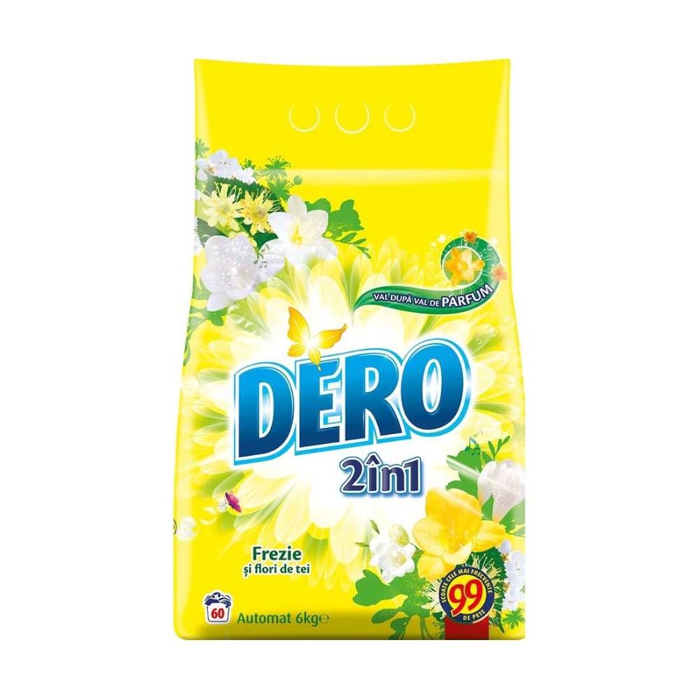 Detergent Dero 2 in 1 Automat Frezie si Flori de tei, 6Kg