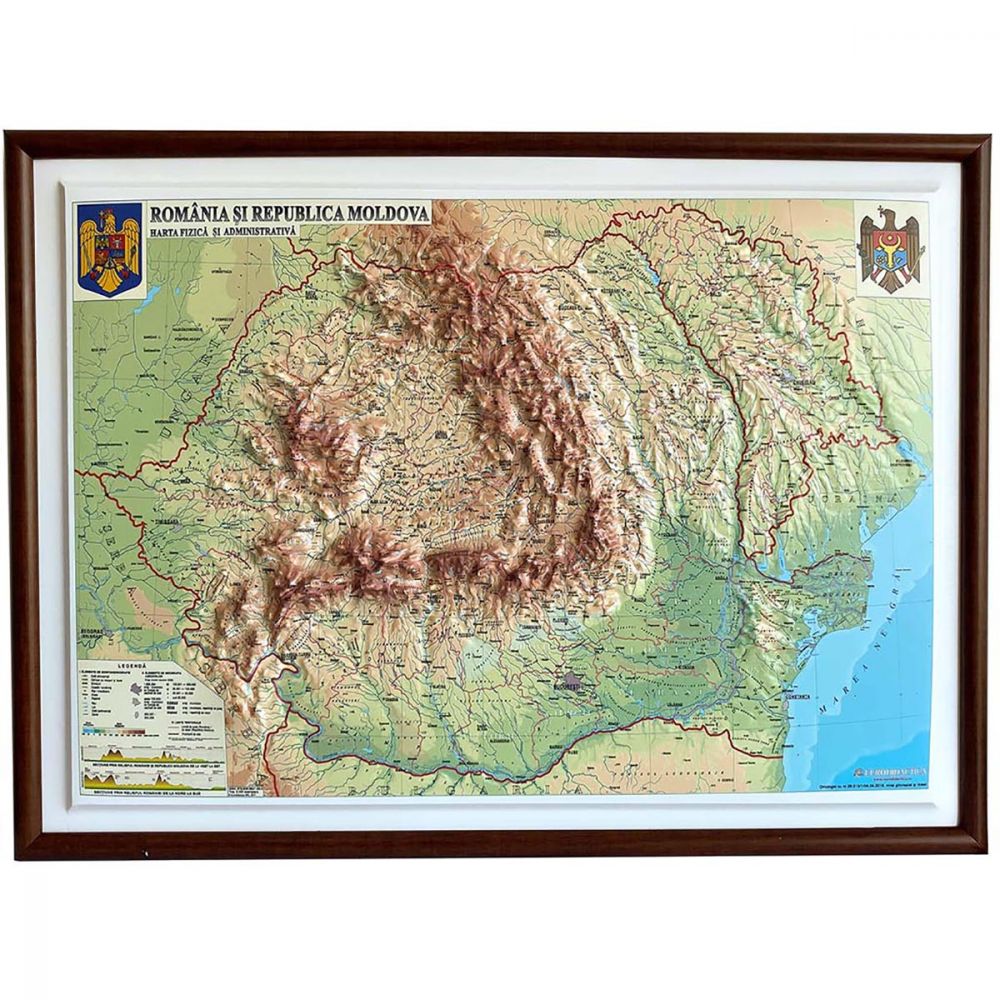 Harta fizica si politica a Romaniei si a Rep. Moldova Eurodidactica 3D