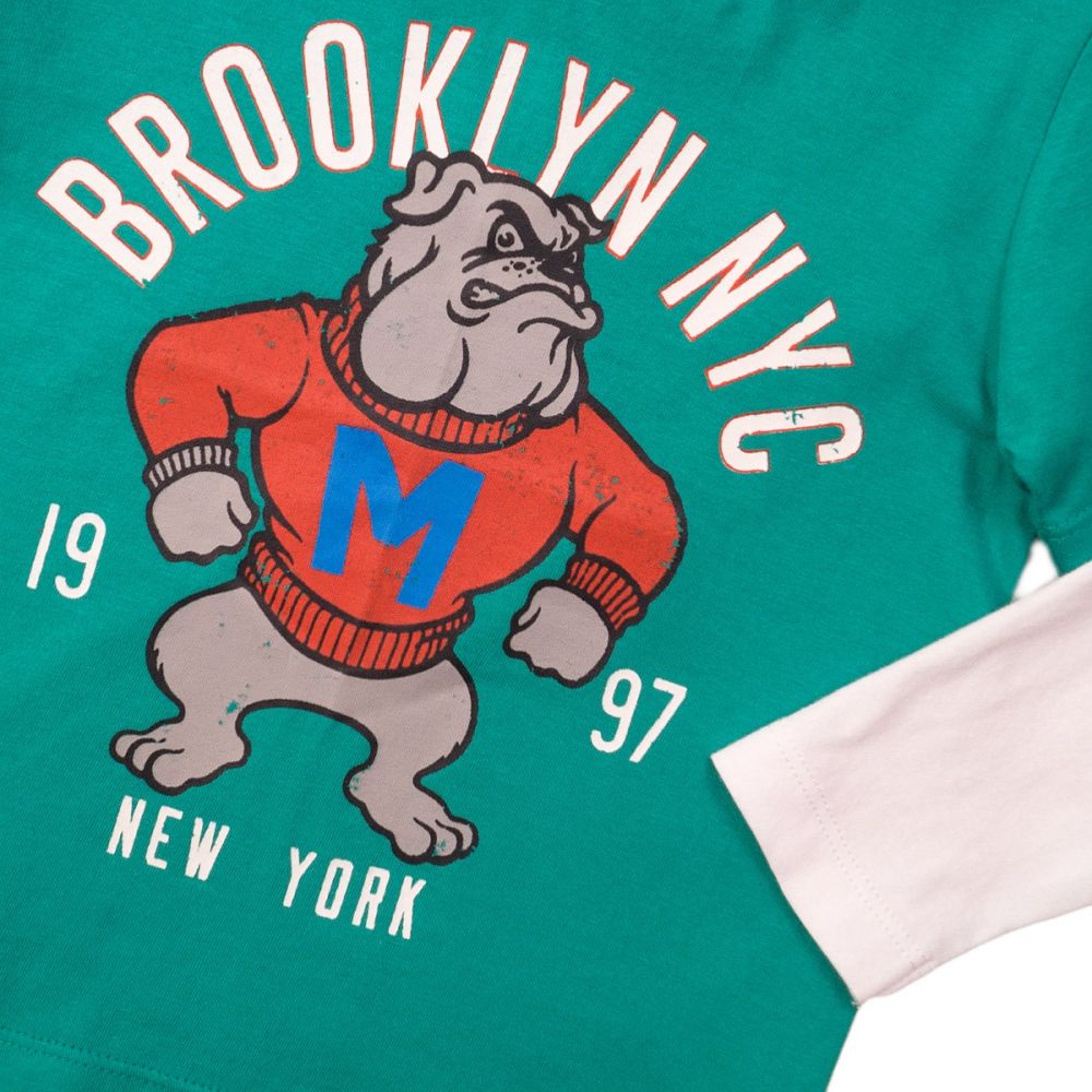 Tricou cu maneca lunga si imprimeu frontal Brooklyn NYC Minoti 3Toddtee