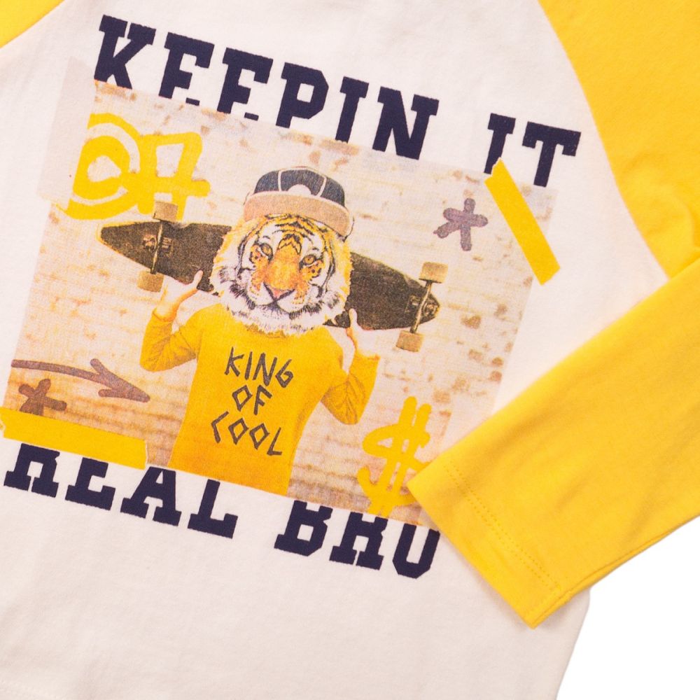 Tricou cu maneca lunga si imprimeu frontal King of Cool Minoti 3Todrtee