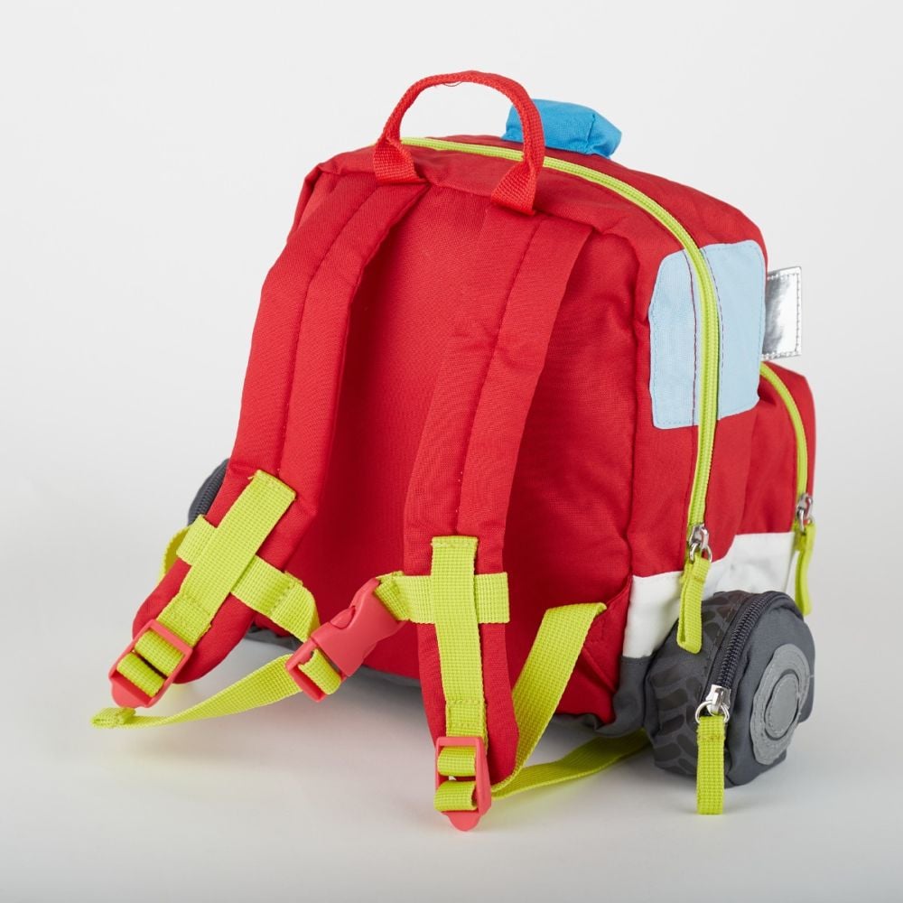 Rucsac pentru copii, Sigikid, Masina de pompieri cu roti si detalii 3D