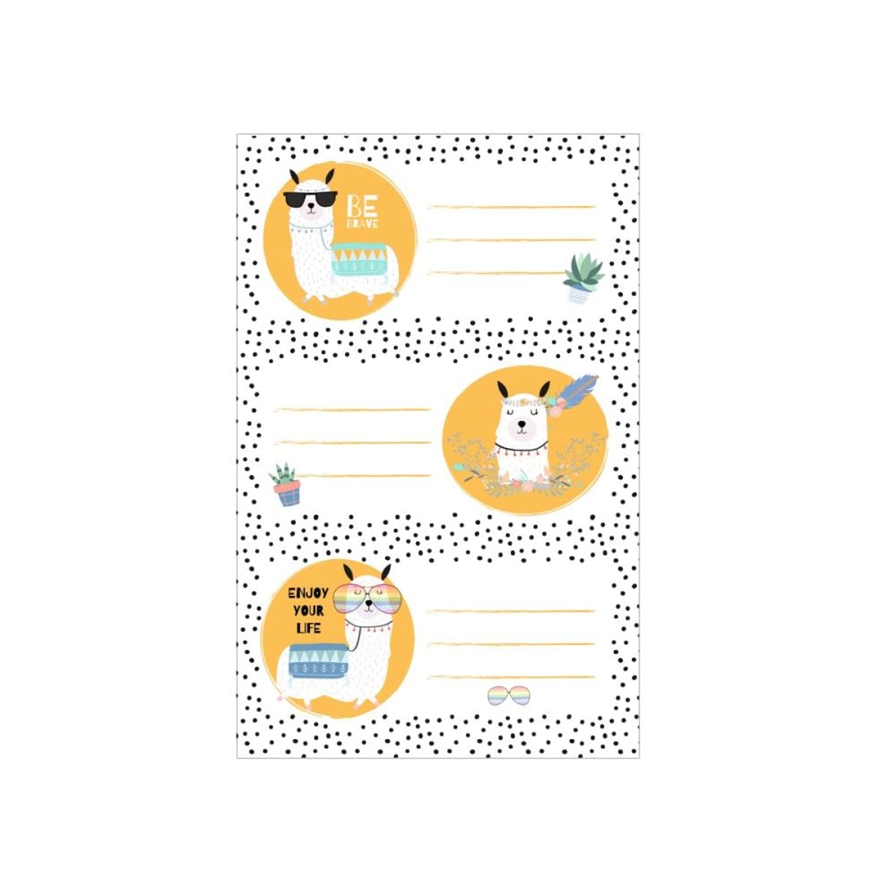 Set 9 etichete scolare, Herlitz, Llama
