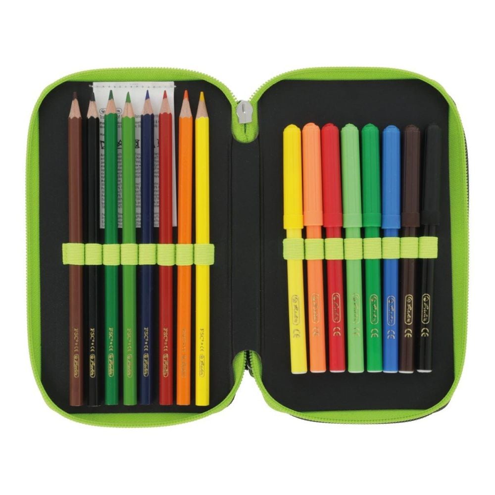 Penar echipat cu 2 compartimente, Herlitz, Wild Life, 23 piese