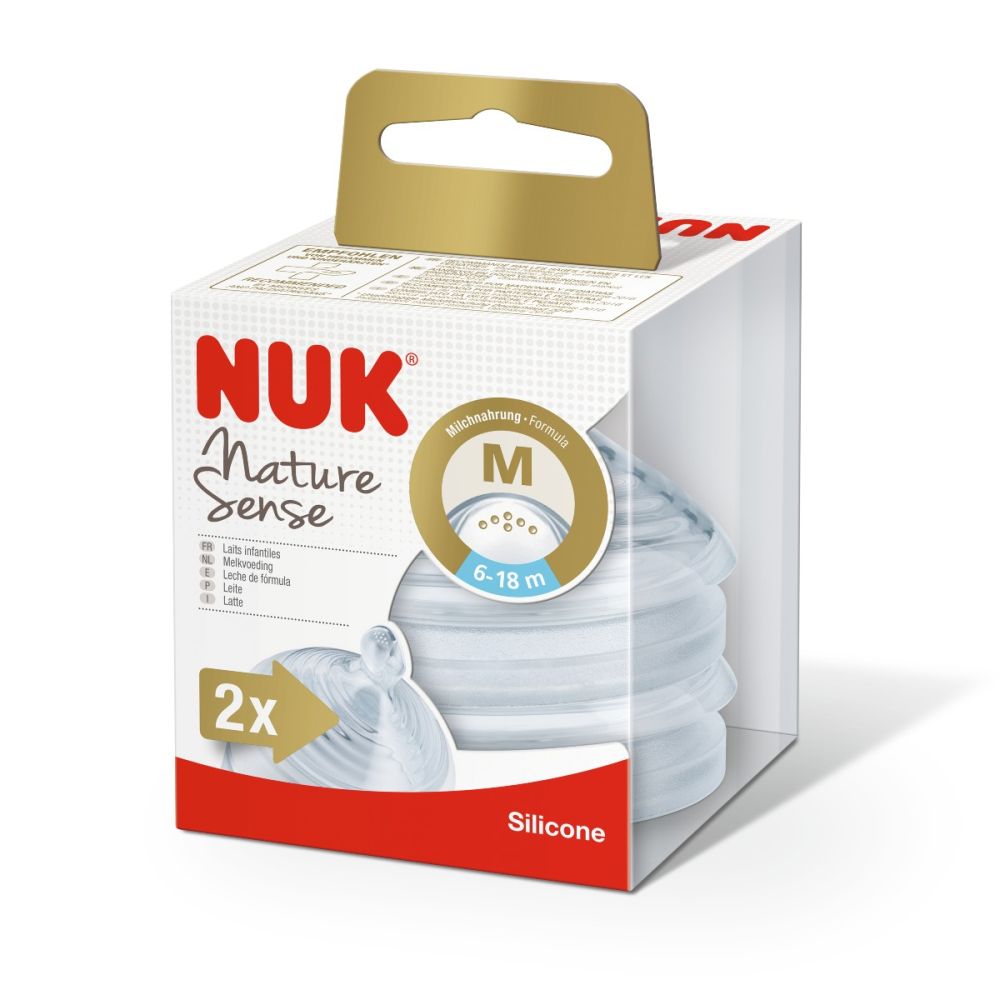 Tetina Nuk Nature Sense Silicon, 6-18 Luni, Orificii Multiple M, 2 Buc.