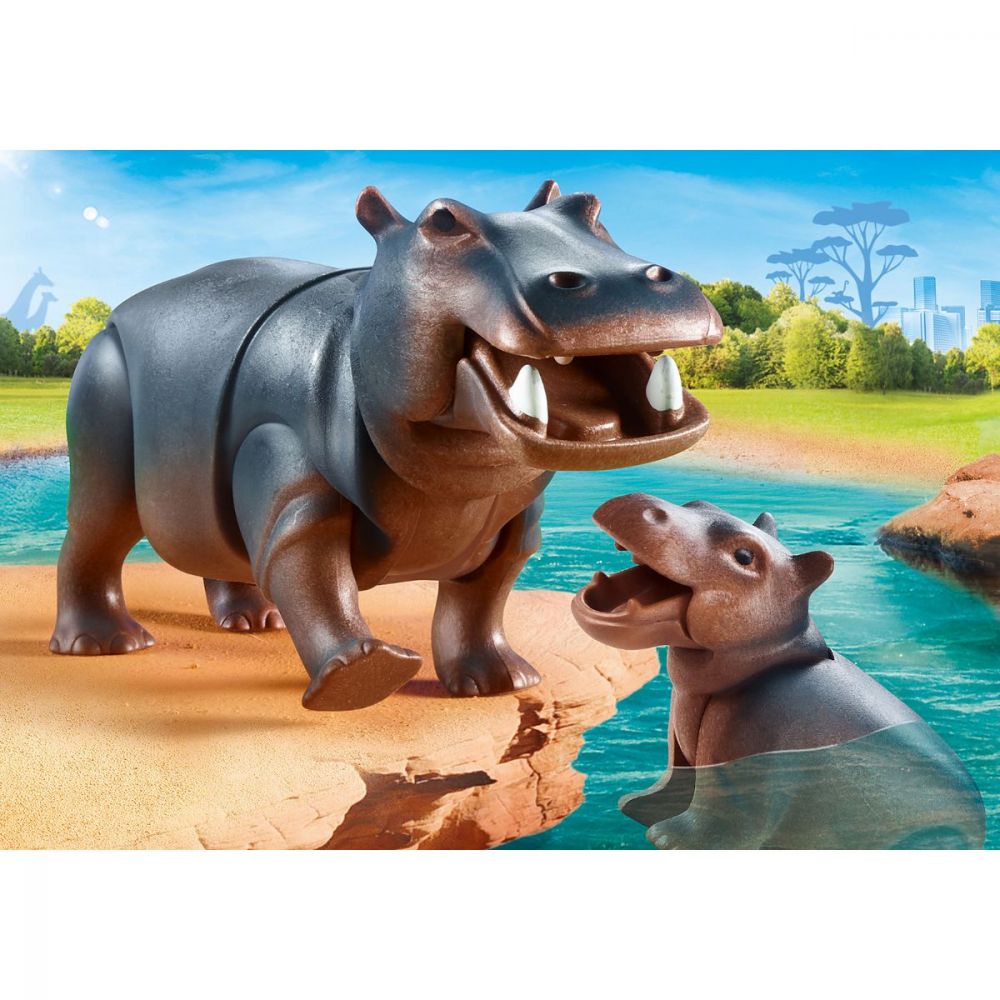 Set Playmobil Family Fun Large Zoo - Hipopotam cu pui