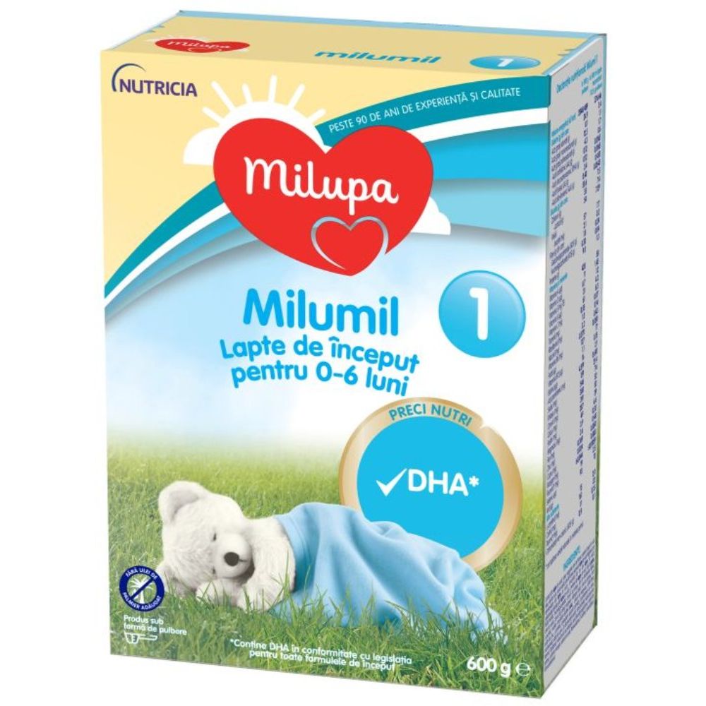 Lapte praf Milupa Milumil 1, 600 g, de la 0-6 luni