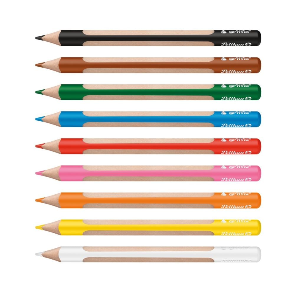 Set 8 creioane colorate si 1 alb, Griffix, Pelikan