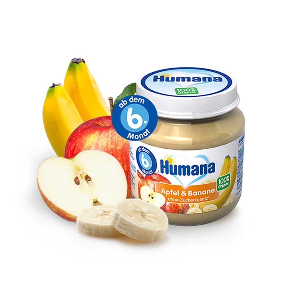 Piure ECO de banane si mar Humana, 125 g, 6 luni+