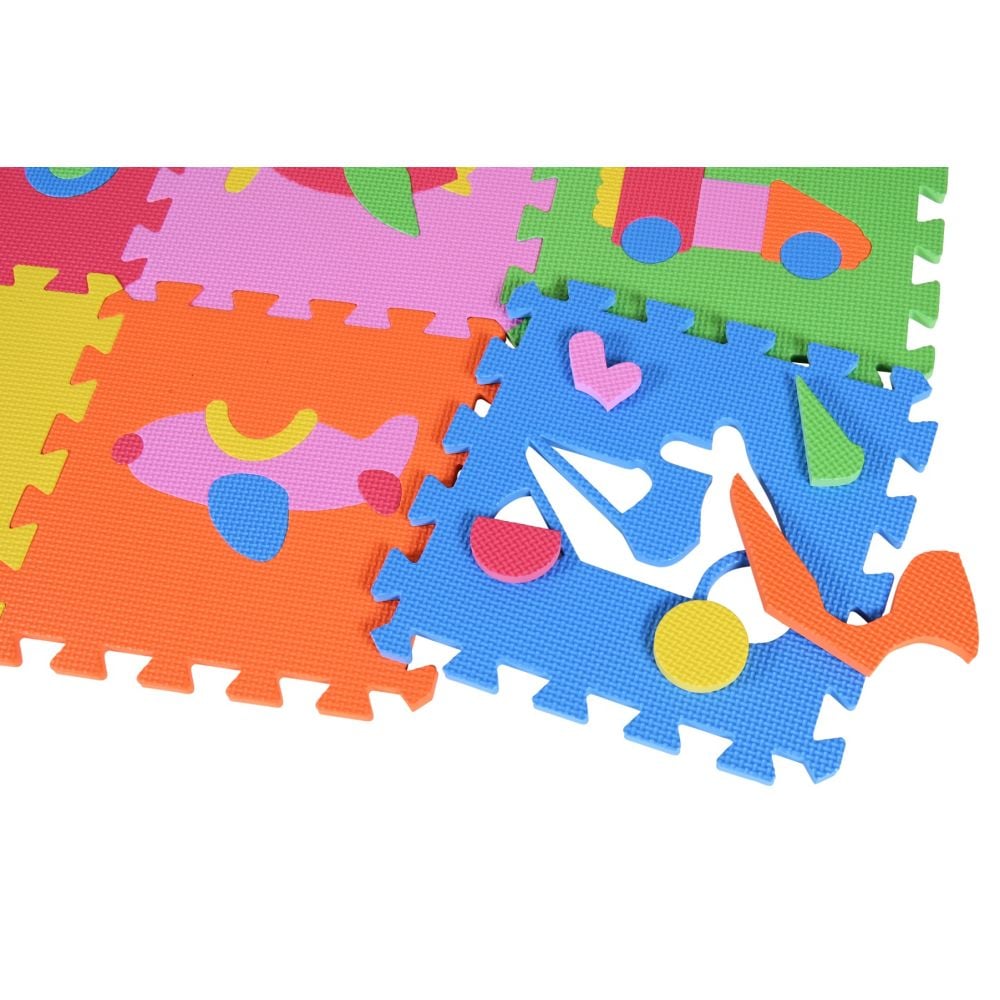Covoras puzzle colorat, 9 piese, Knorr Toys, din spuma moale EVA, 30 x 30 cm, Trafic