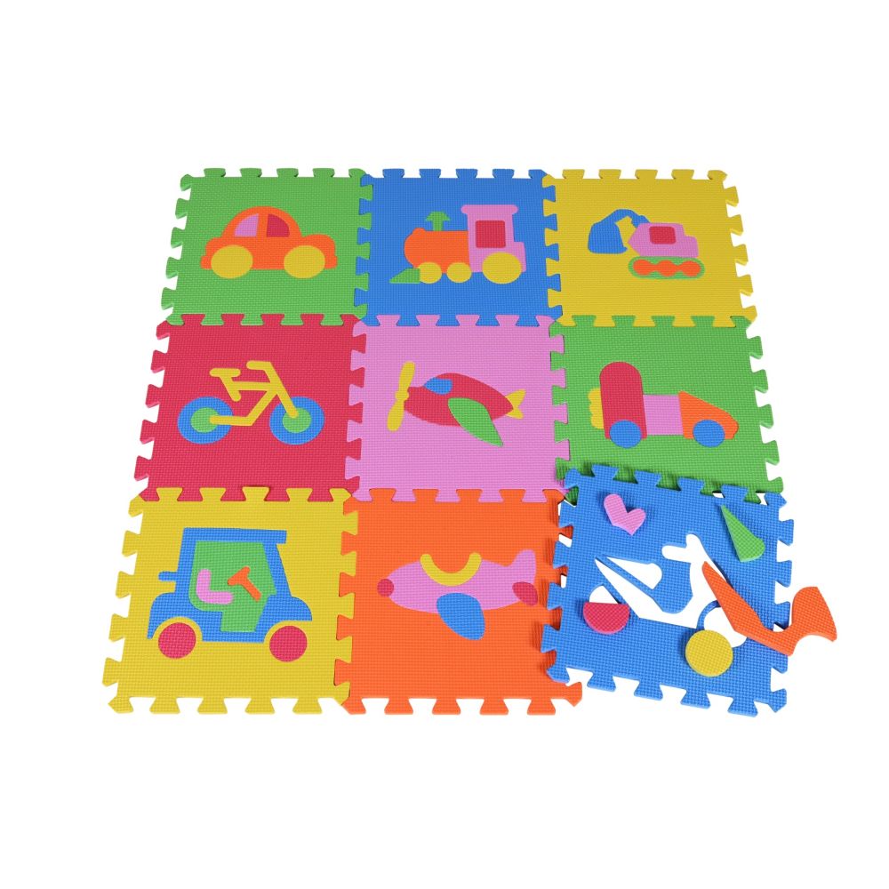 Covoras puzzle colorat, 9 piese, Knorr Toys, din spuma moale EVA, 30 x 30 cm, Trafic