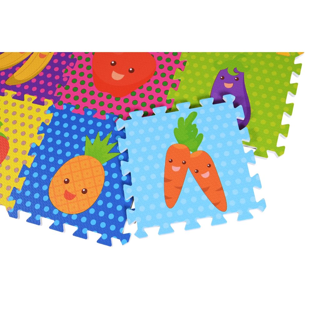 Covoras puzzle colorat, 9 piese, Knorr Toys, din spuma EVA, 30 x 30 cm, Fructe