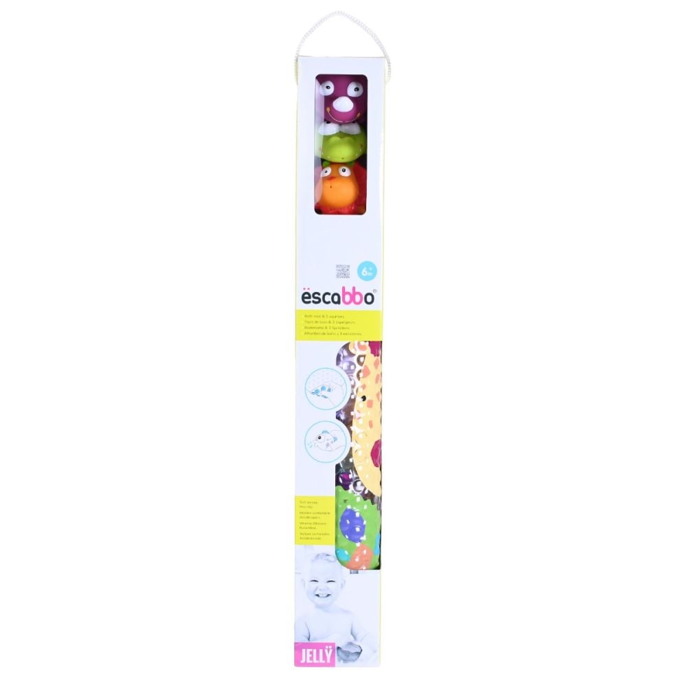 Set covoras de baie si 3 jucarii animalele junglei, Knorr Toys, 69 x 39 cm