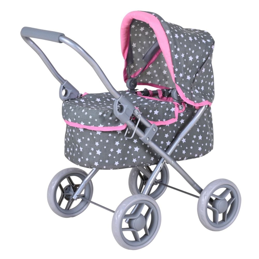Carucior pentru papusi, Knorr Toys Mini Lili, copertina reglabila, husa de picioare, 56 x 35 x 56 cm, Star Grey