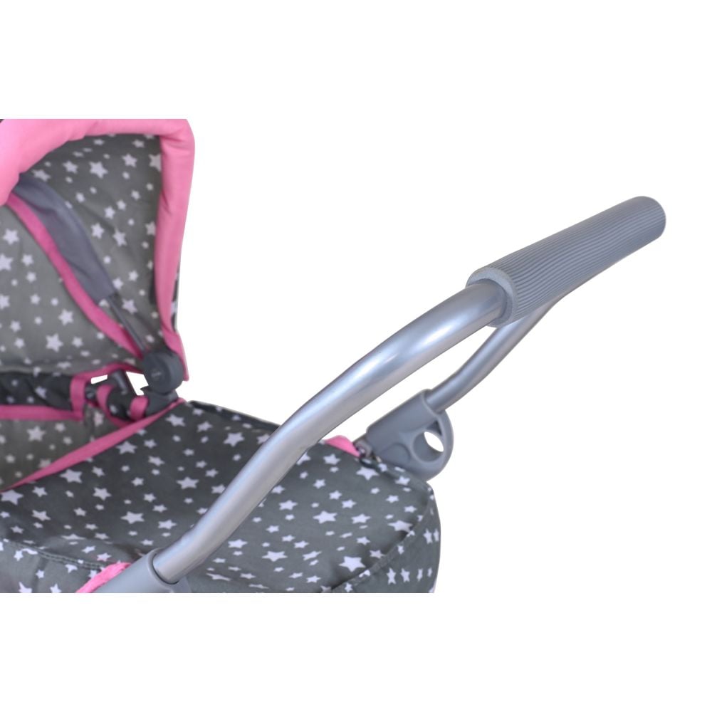 Carucior pentru papusi, Knorr Toys Mini Lili, copertina reglabila, husa de picioare, 56 x 35 x 56 cm, Star Grey