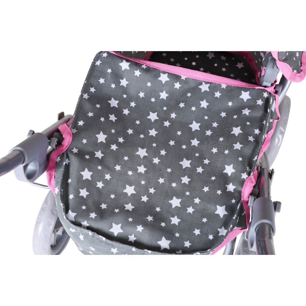 Carucior pentru papusi, Knorr Toys Mini Lili, copertina reglabila, husa de picioare, 56 x 35 x 56 cm, Star Grey