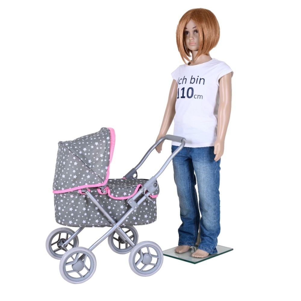 Carucior pentru papusi, Knorr Toys Mini Lili, copertina reglabila, husa de picioare, 56 x 35 x 56 cm, Star Grey