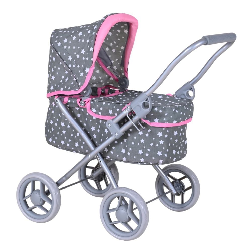 Carucior pentru papusi, Knorr Toys Mini Lili, copertina reglabila, husa de picioare, 56 x 35 x 56 cm, Star Grey