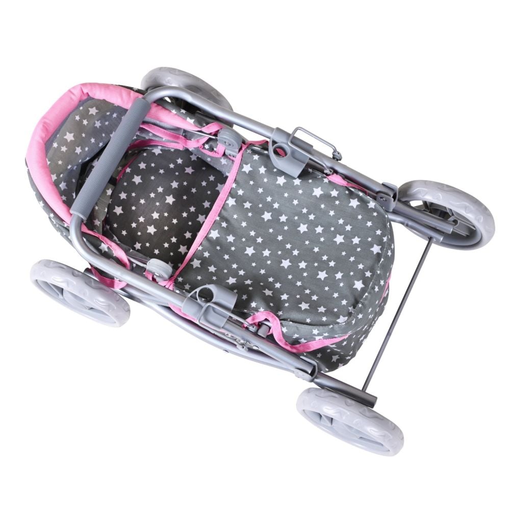 Carucior pentru papusi, Knorr Toys Mini Lili, copertina reglabila, husa de picioare, 56 x 35 x 56 cm, Star Grey