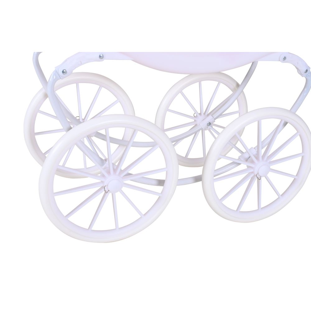 Carucior retro pentru papusi, Knorr Toys Classic, copertina reglabila, 80 x 31 x 71 cm, Rose White Princess