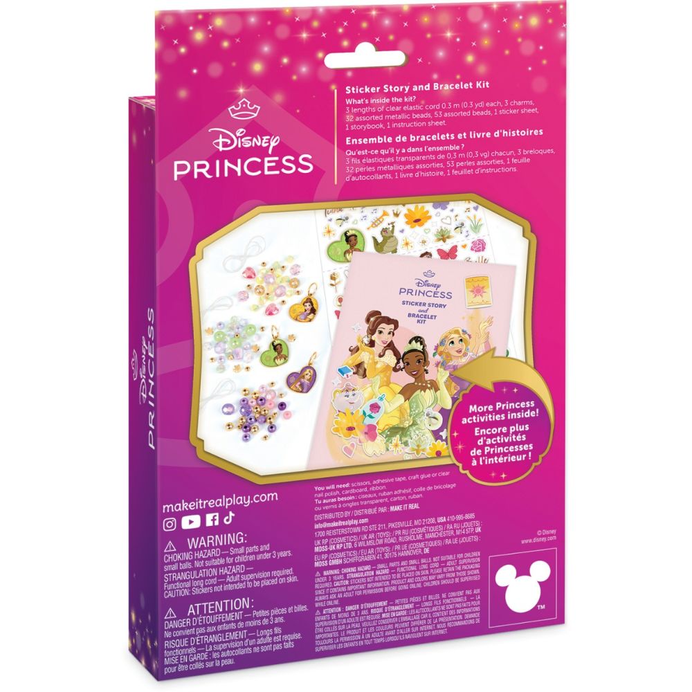 Set de creat bratari si autocolante, Make It Real, Disney Princess