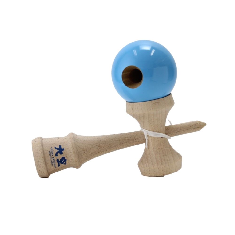 Jucarie de indemanare, din lemn, Ozora, Kendama, Bleu, 18 cm