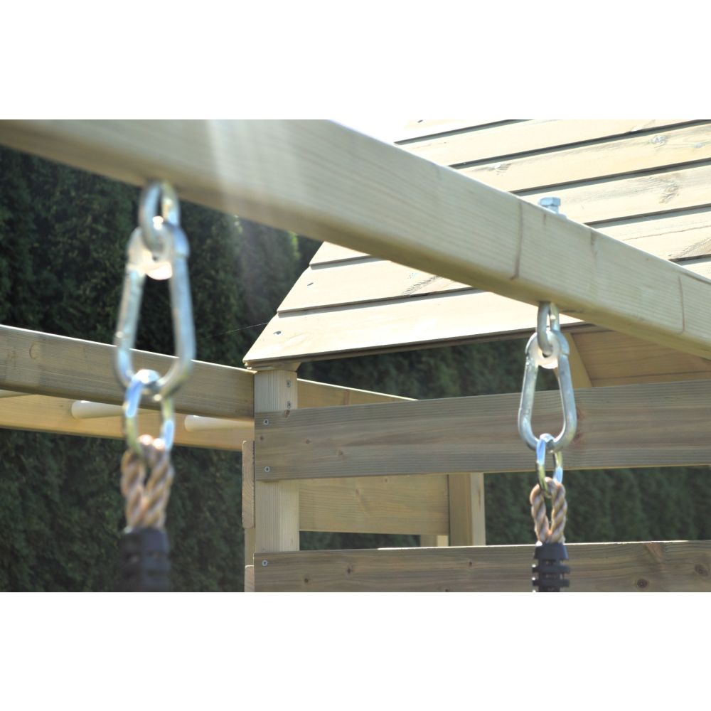 Turn de joaca cu 2 platforme, Wendi Toys, panou de catarare, tobogan si modul de gimnastica