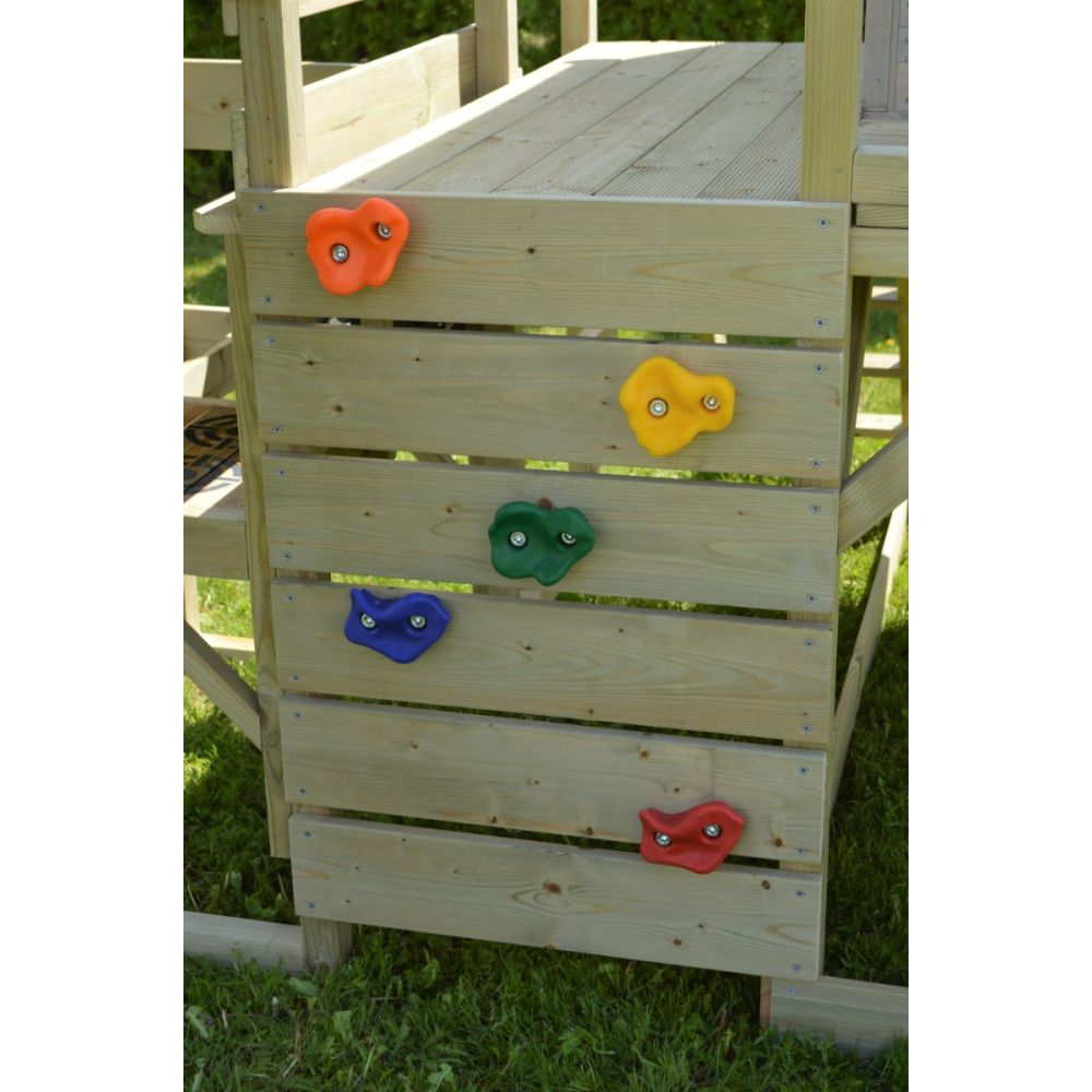 Casuta de gradina, Wendi Toys Lime Lodge, cu tobogan, leagan dublu, modul sport si bucatarie