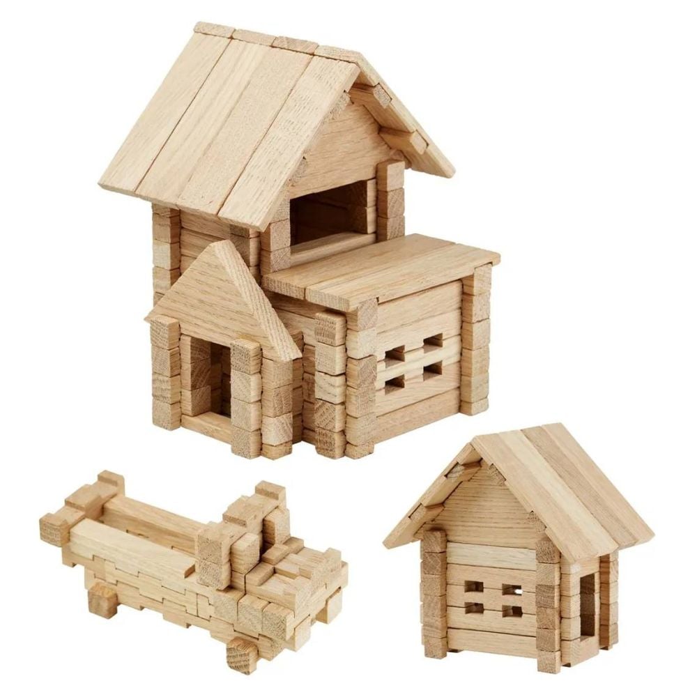 Set de constructie din lemn, Igroteco, Casa cu garaj, 75 piese
